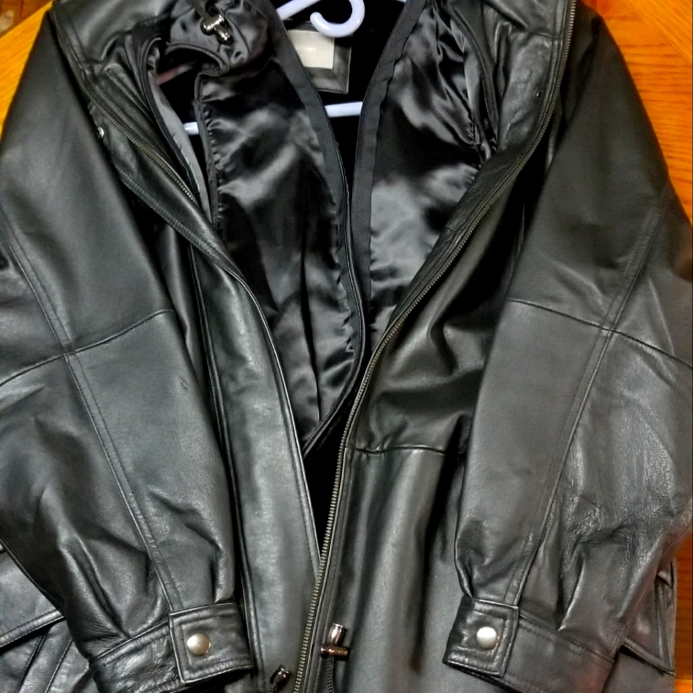 Leather Women's 3/4 Length Lined Hooded
